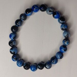 Blue Fire Agate stone 8mm round bead bracelet #2